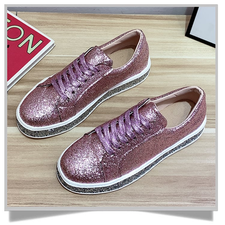 Platform Sneakers for Women Fashion Glitter Sequins Walking Shoes