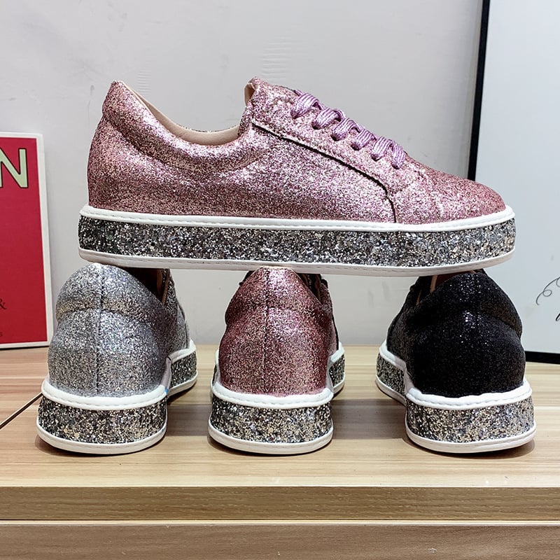 Platform Sneakers for Women Fashion Glitter Sequins Walking Shoes
