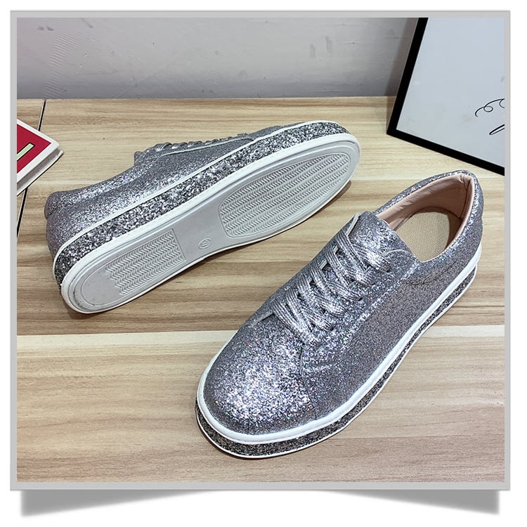 Platform Sneakers for Women Fashion Glitter Sequins Walking Shoes