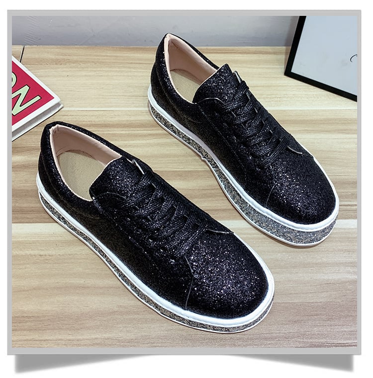 Platform Sneakers for Women Fashion Glitter Sequins Walking Shoes