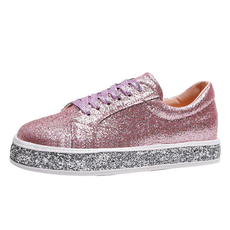Platform Sneakers for Women Fashion Glitter Sequins Walking Shoes