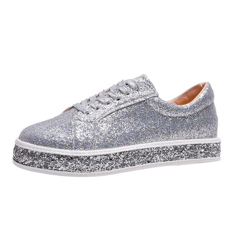 Platform Sneakers for Women Fashion Glitter Sequins Walking Shoes