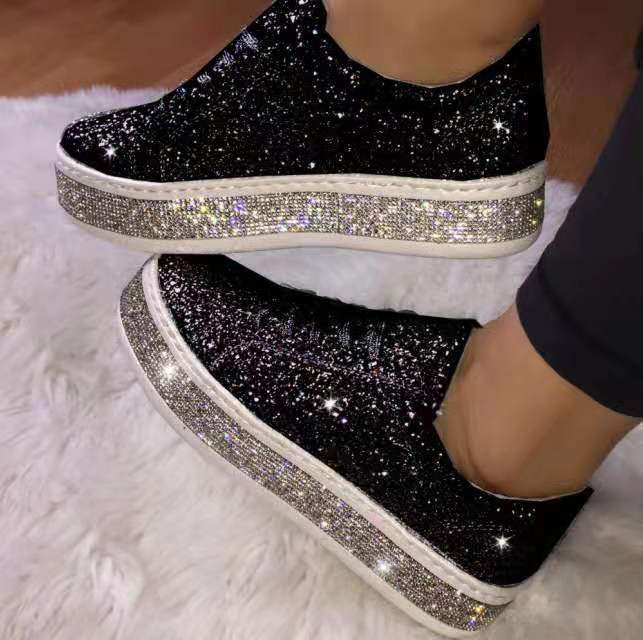 Platform Sneakers for Women Fashion Glitter Sequins Walking Shoes