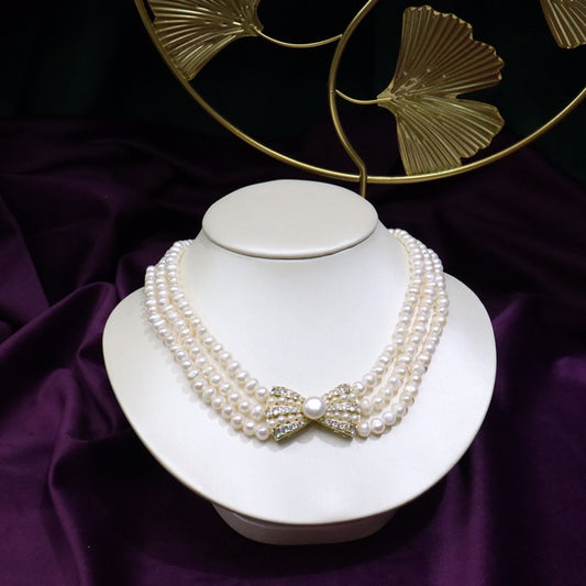 Natural Freshwater Pearl Necklace 6-7mm - Strong Light - Nearly Round - Slightly Flawed