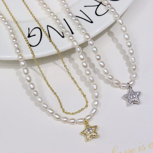 Natural Freshwater Pearl Necklace Clavicle Chain 4-5mm