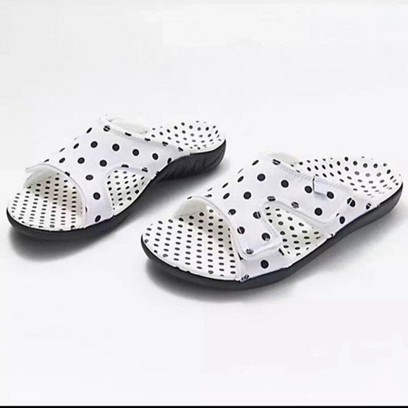 Women's Sandals Plus Size Daily Summer Flat Heel Open Toe Casual Synthetics Loafer Polka Dot Black White Yellow