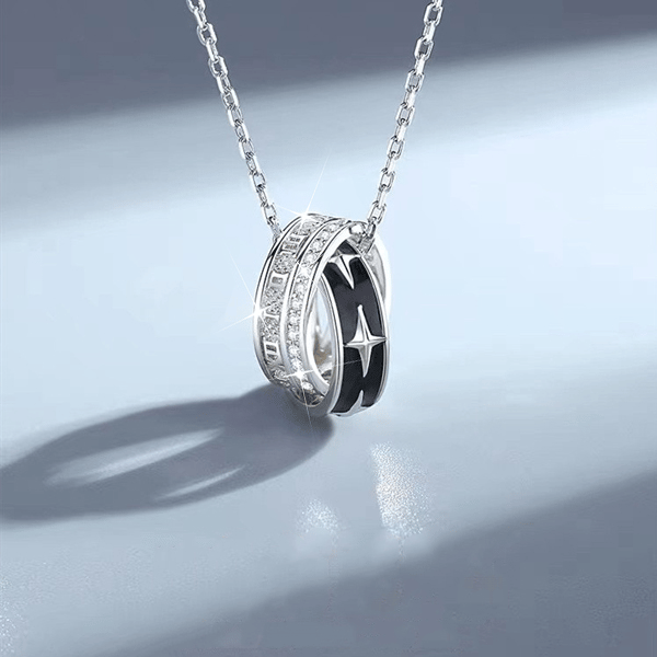 Mother & Son Forever Linked Together-Interlocking Round Necklace，S925 Sterling Silver