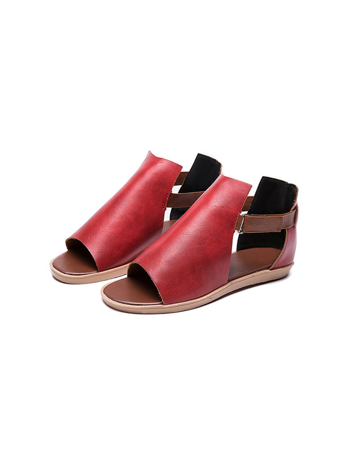 Retro Casual Old Velcro Peep Toe Sandals