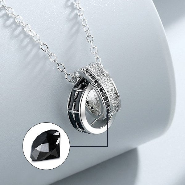 Mother & Son Forever Linked Together-Interlocking Round Necklace，S925 Sterling Silver