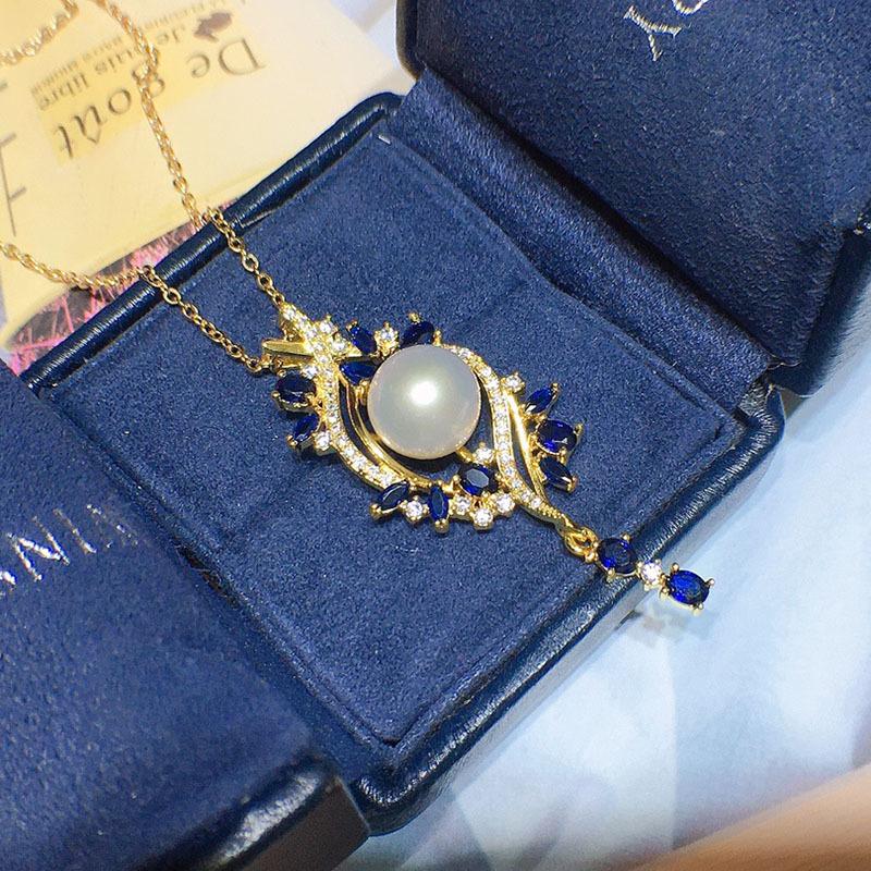 Natural freshwater pearl pendant full white 10-11mm necklace