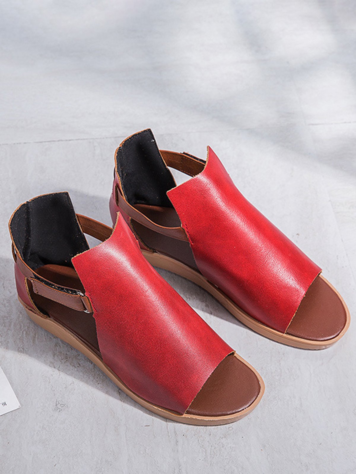 Retro Casual Old Velcro Peep Toe Sandals