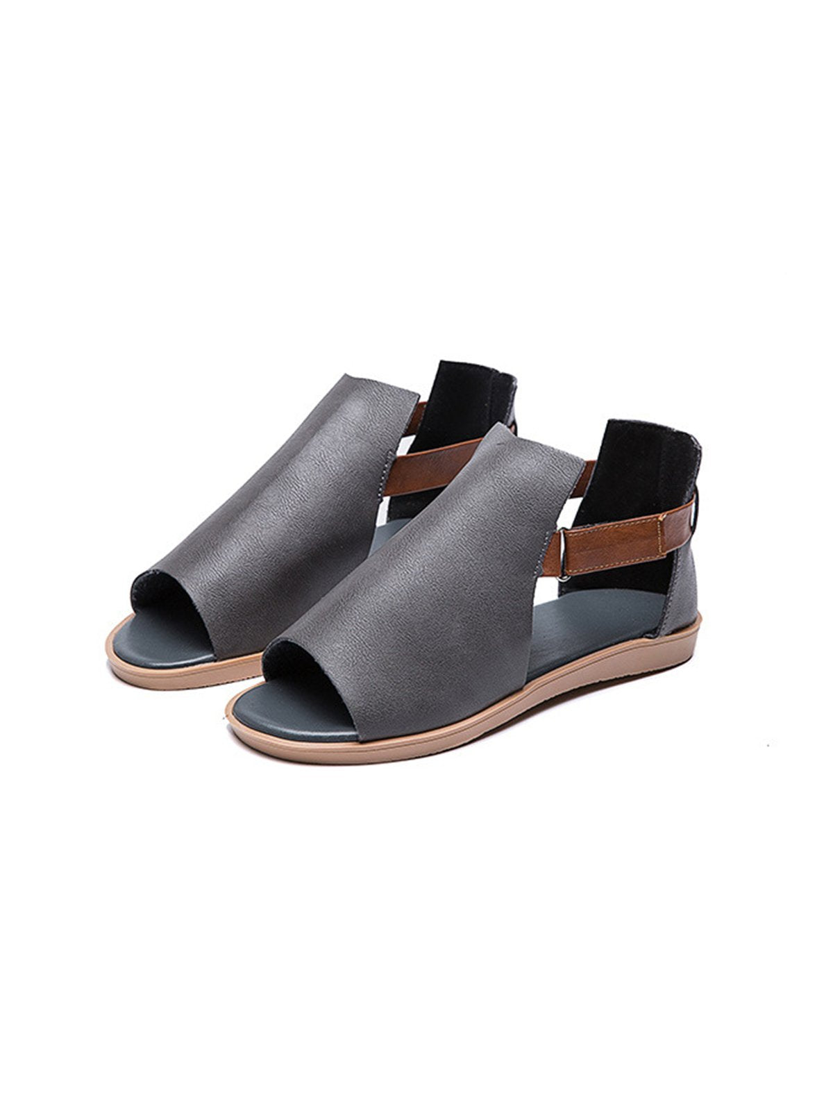 Retro Casual Old Velcro Peep Toe Sandals
