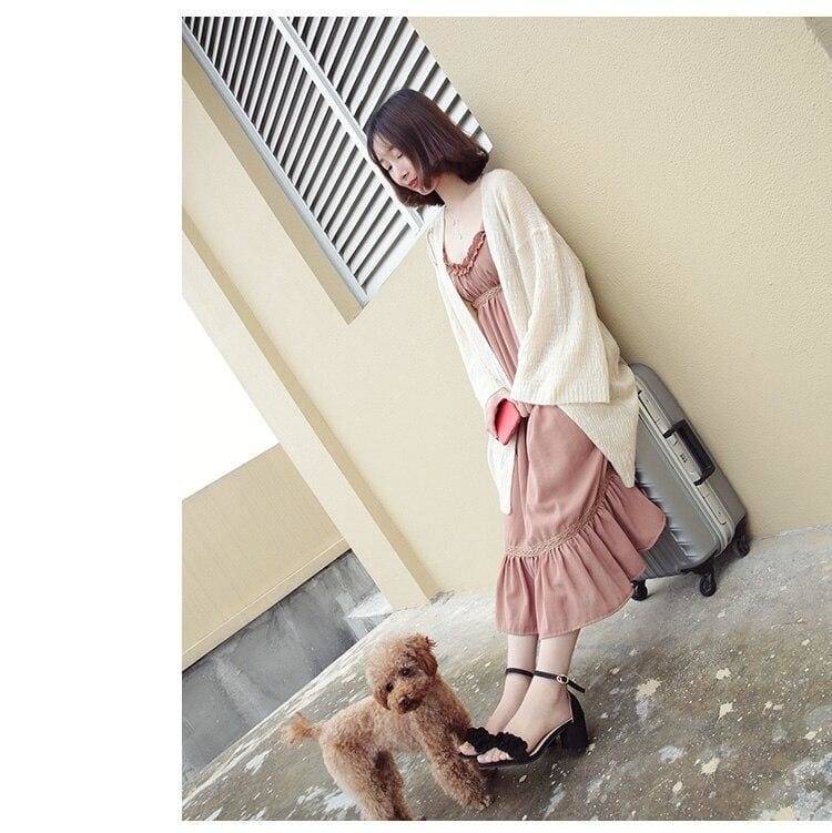 Woman Flock Gladiator Sandals Flower Sandals Square heel Women Sandals