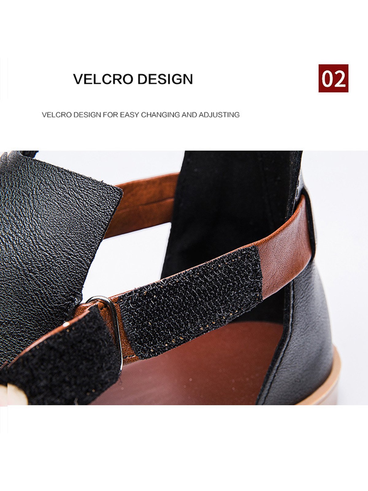 Retro Casual Old Velcro Peep Toe Sandals