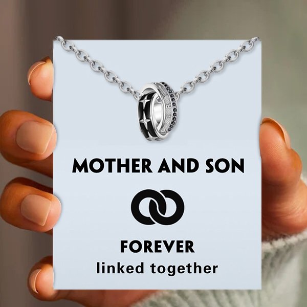 Mother & Son Forever Linked Together-Interlocking Round Necklace，S925 Sterling Silver