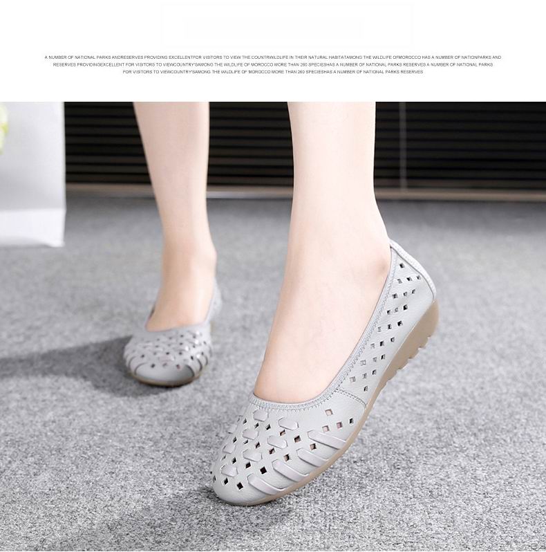 Fashion Genuine Leather Casual Loafers Shoes Women Sandals Summer Shoes Flats with Hollow Out Size 35-43