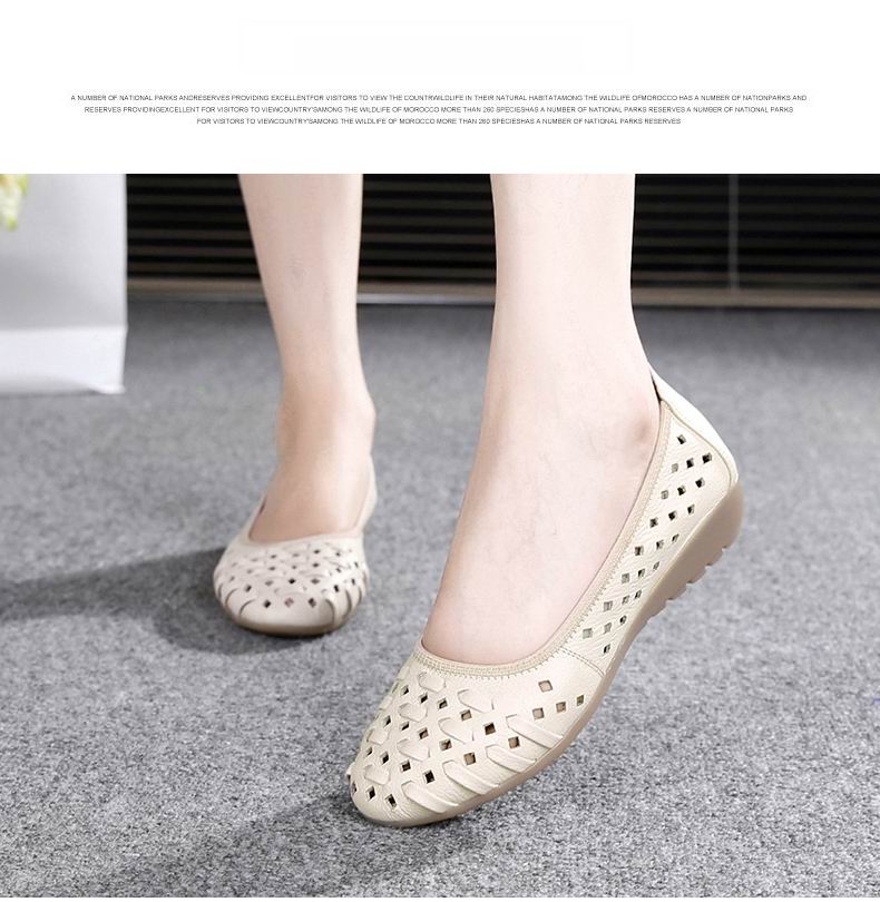 Fashion Genuine Leather Casual Loafers Shoes Women Sandals Summer Shoes Flats with Hollow Out Size 35-43
