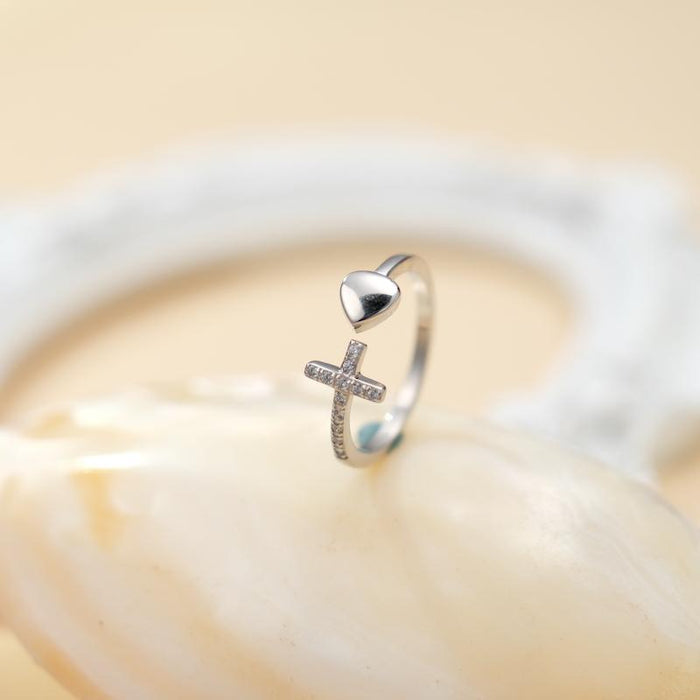 LAST DAY 50% OFF-To My Daughter Pray Through It Cross & Heart Ring