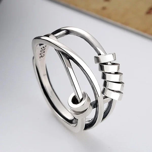 🔥LAST DAY 49% OFF🎁Anxiety Relieving Enamel Fidget Ring,S925 Sterling Silver