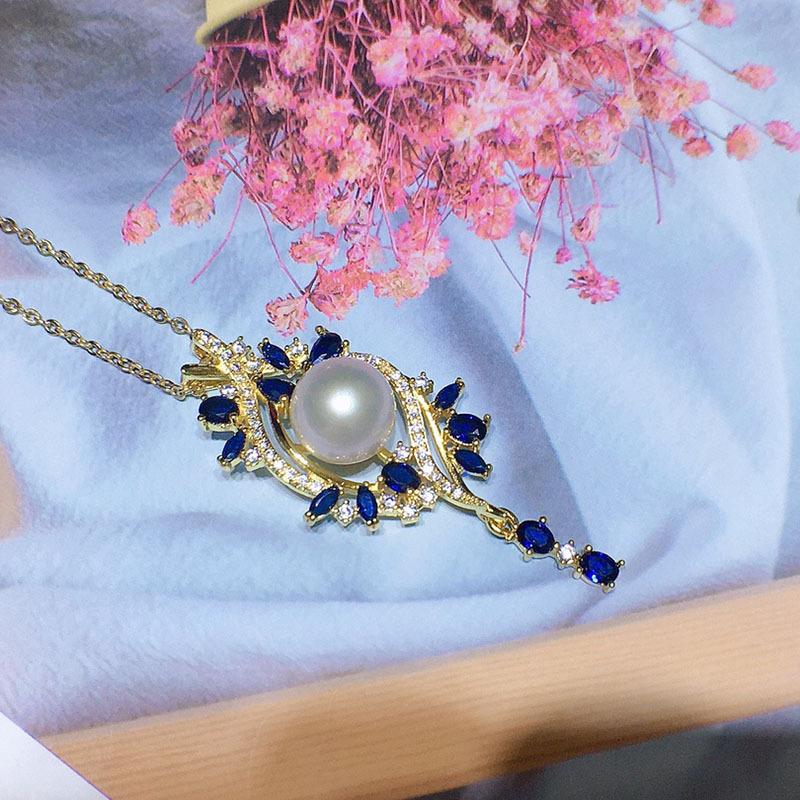 Natural freshwater pearl pendant full white 10-11mm necklace