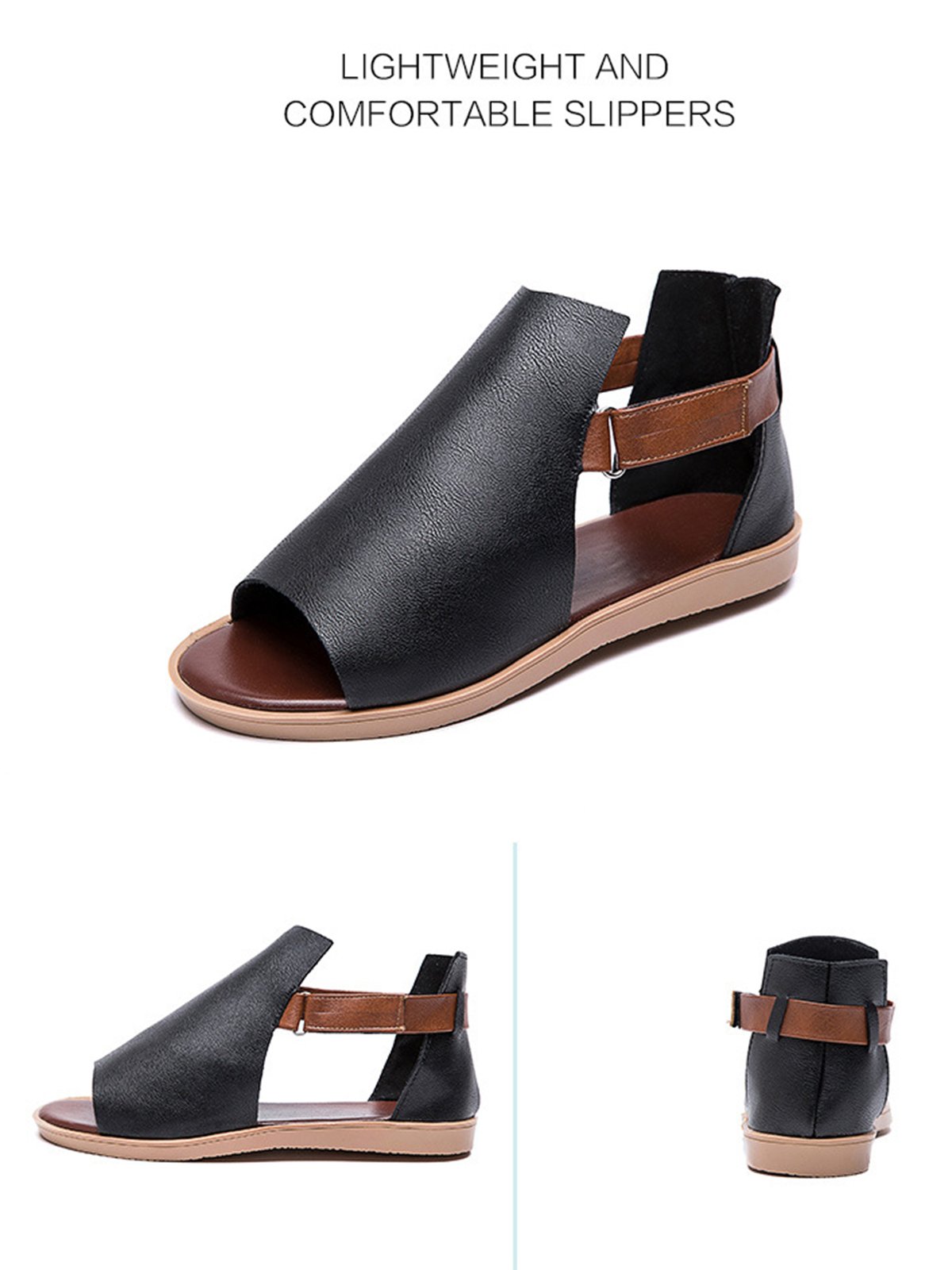 Retro Casual Old Velcro Peep Toe Sandals