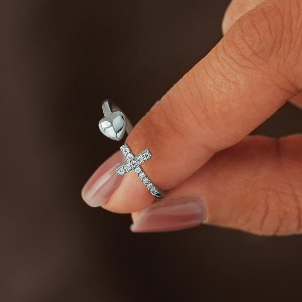 To My Granddaughter Pray Through It Cross & Heart Ring