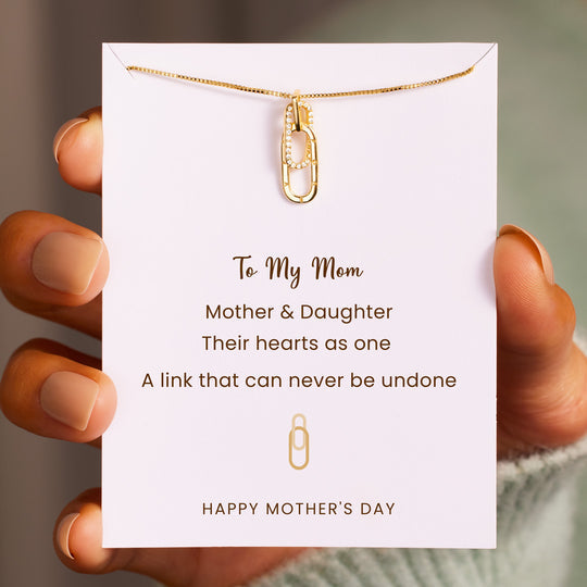 Mother & Daughter Linked Rectangle Interlocking Necklace