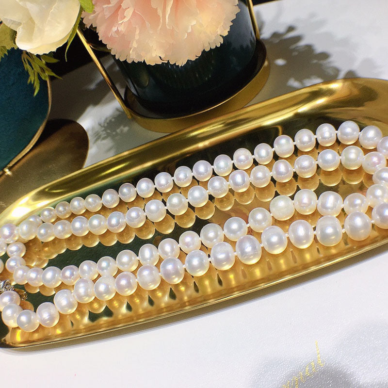 Natural fresh water pearl sweater chain 9-10mm