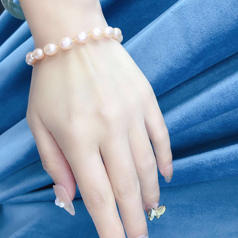 Natural fresh water pearl bracelet pink 7-8mm