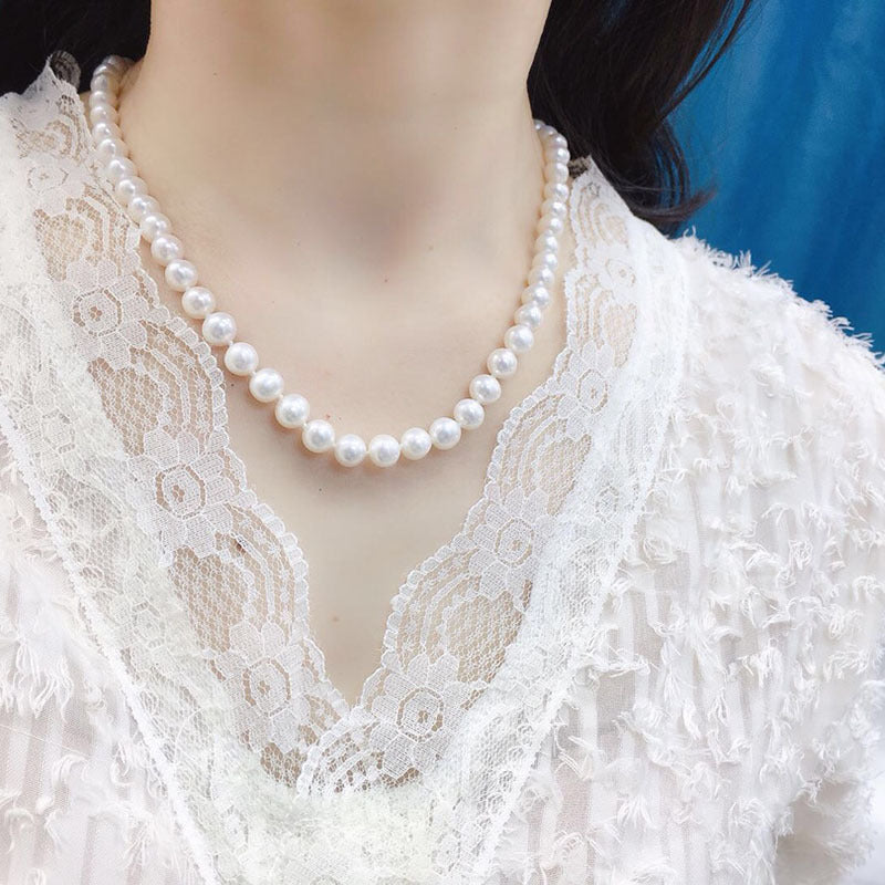 Natural freshwater pearl necklace large particles 8-9mm