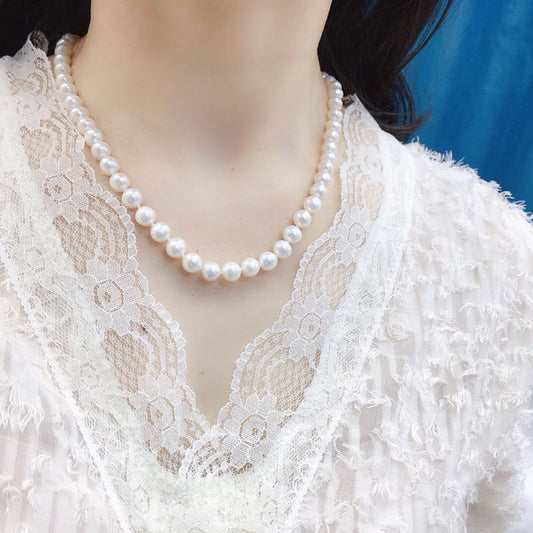 Natural freshwater pearl necklace large particles 8-9mm