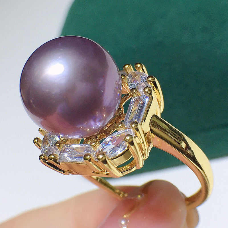 Natural freshwater pearl ring female purple 12--13mm