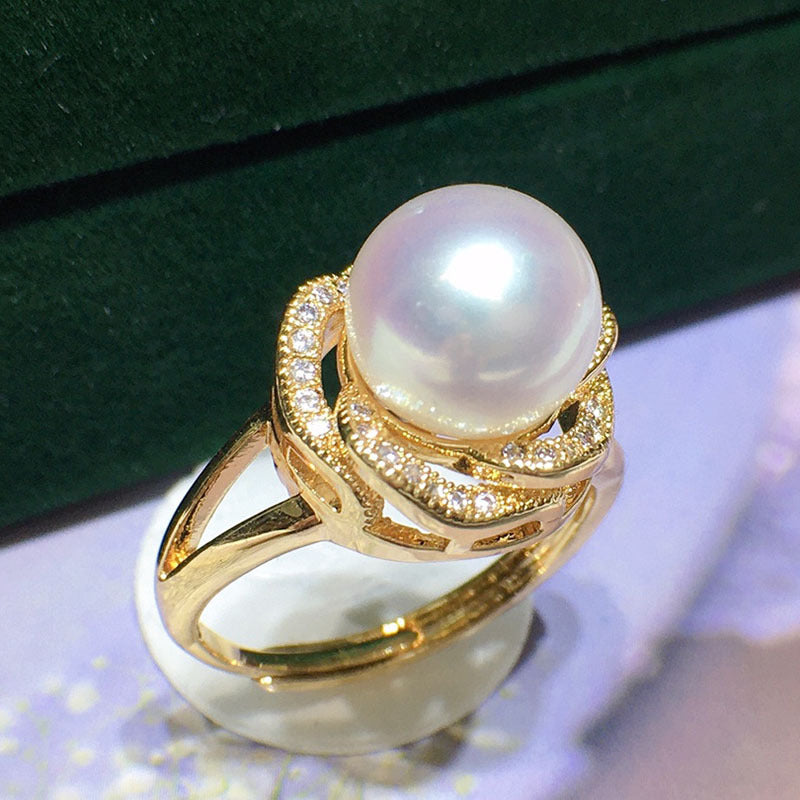 Natural freshwater pearl ring 9-10mm（can be adjusted）