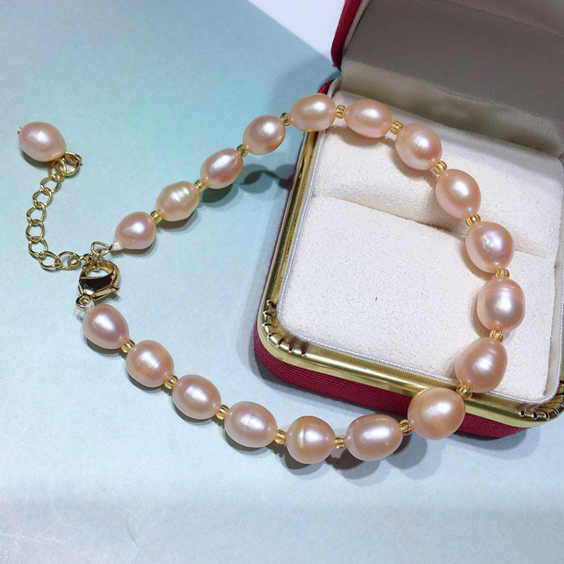 Natural fresh water pearl bracelet pink 7-8mm