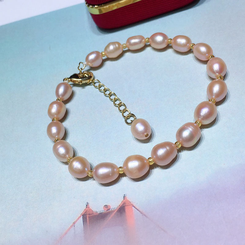 Natural fresh water pearl bracelet pink 7-8mm