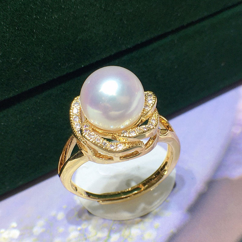 Natural freshwater pearl ring 9-10mm（can be adjusted）