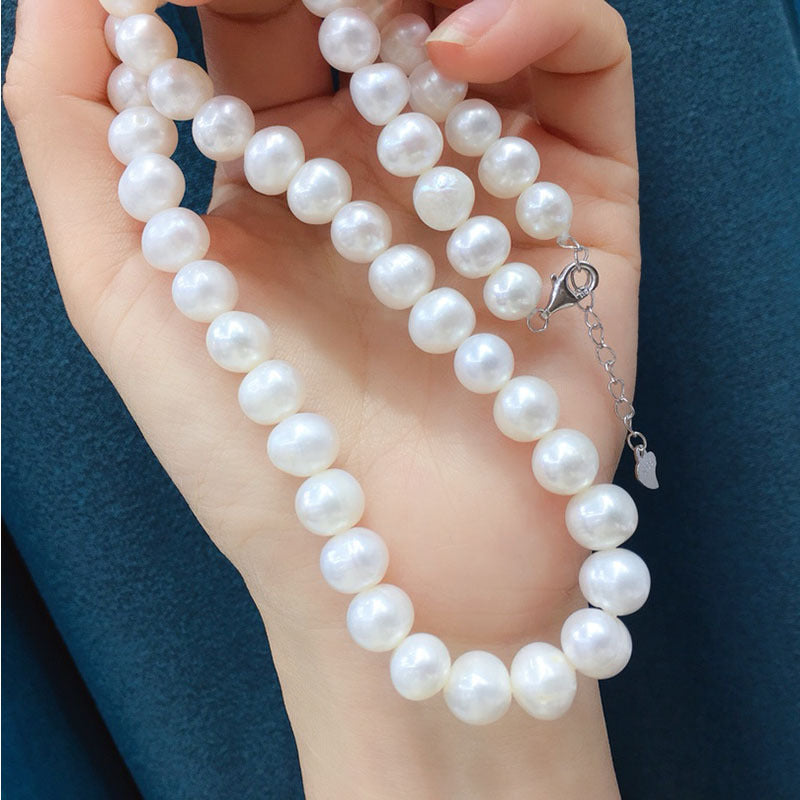Natural freshwater pearl necklace large particles 8-9mm