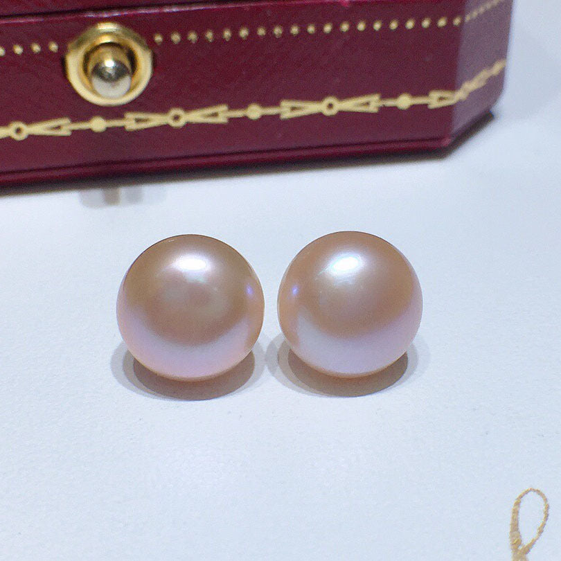 Natural freshwater pearl earrings 8-9 / 9-10mm925 silver ear needle inlaid