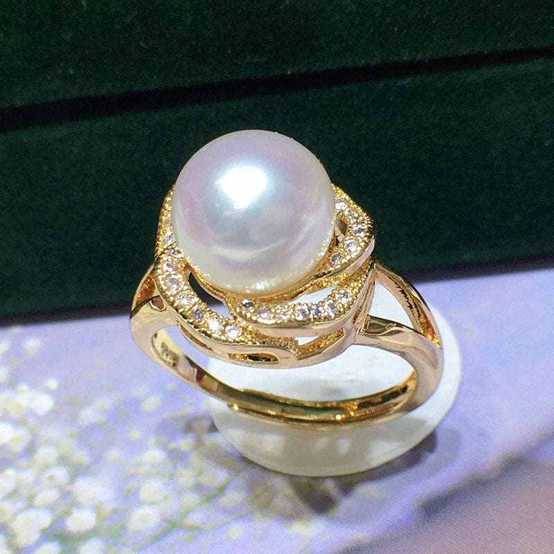 Natural freshwater pearl ring 9-10mm（can be adjusted）