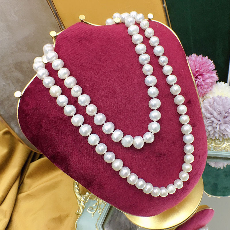 Natural fresh water pearl sweater chain 9-10mm