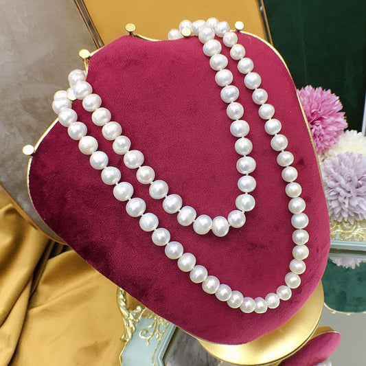 Natural fresh water pearl sweater chain 9-10mm