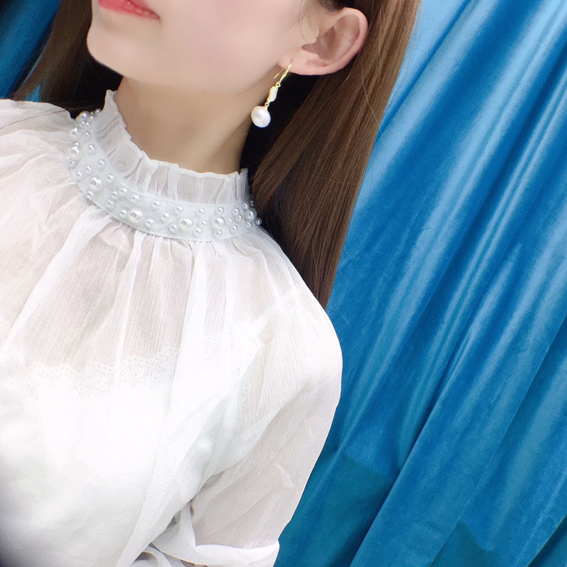 Natural fresh water pearl ear hook female 10-11mm