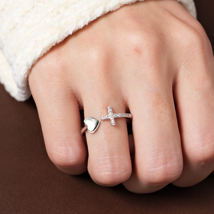 LAST DAY 50% OFF-To My Daughter Pray Through It Cross & Heart Ring