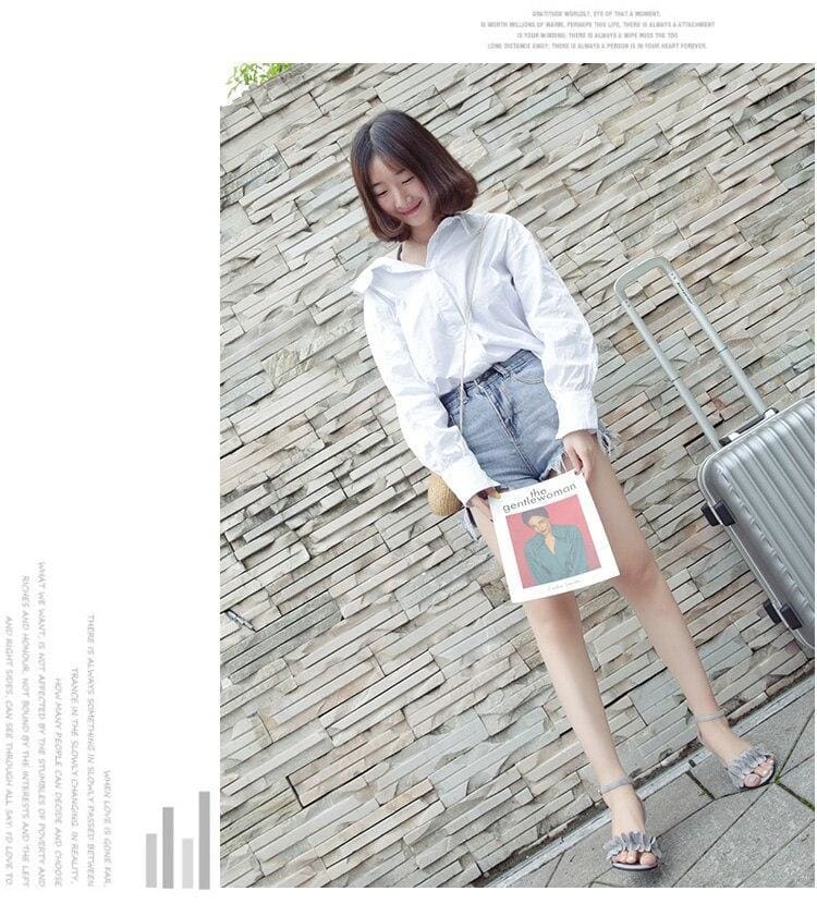 Woman Flock Gladiator Sandals Flower Sandals Square heel Women Sandals