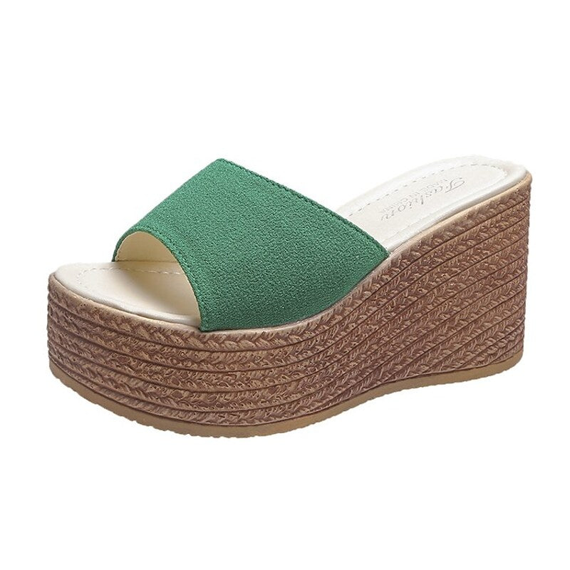 Women's Sandals Wedge Sandals Espadrilles Platform Sandals Platform Wedge Heel Round Toe PU Solid Colored Black Rosy Pink Green