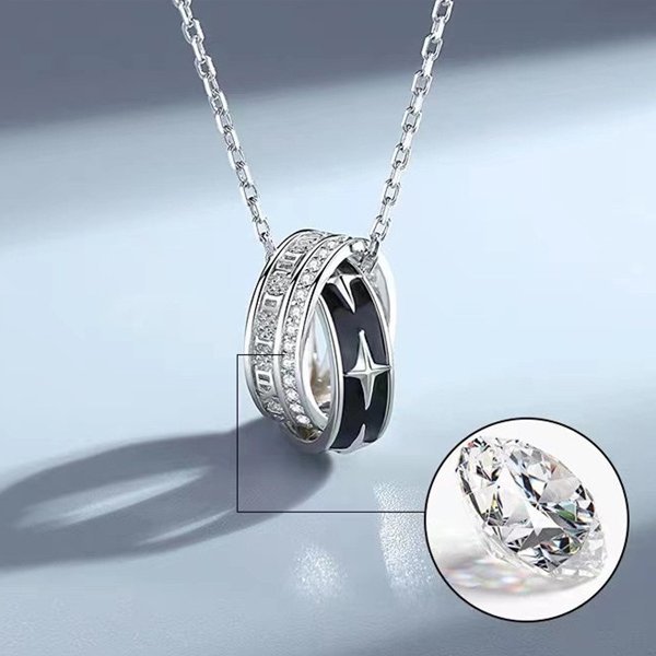Mother & Son Forever Linked Together-Interlocking Round Necklace，S925 Sterling Silver