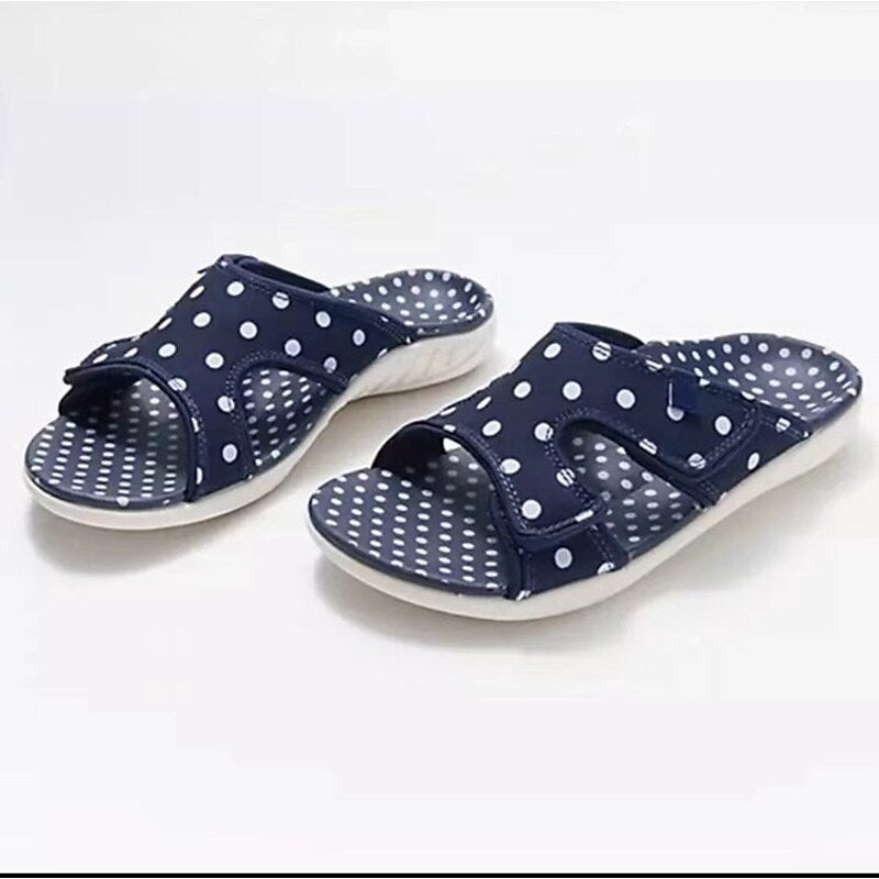 Women's Sandals Plus Size Daily Summer Flat Heel Open Toe Casual Synthetics Loafer Polka Dot Black White Yellow