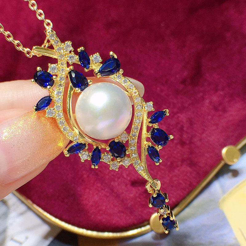 Natural freshwater pearl pendant full white 10-11mm necklace