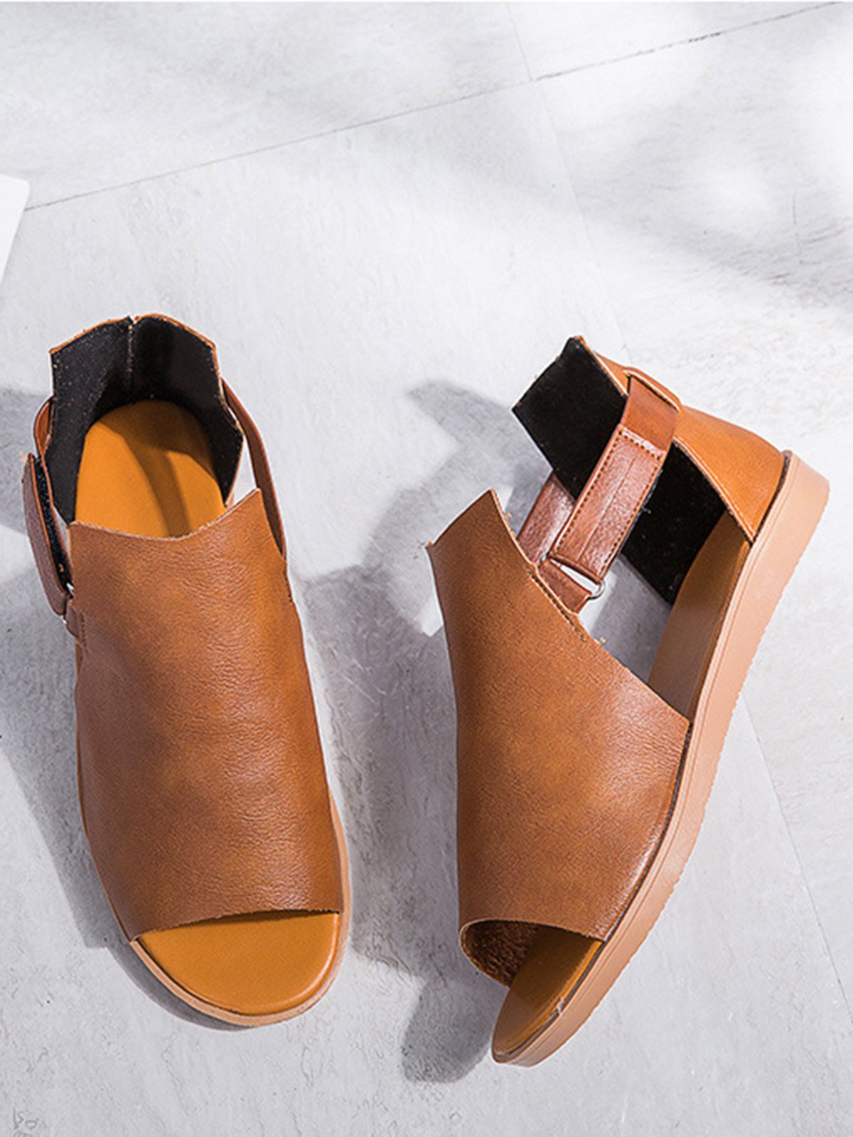 Retro Casual Old Velcro Peep Toe Sandals