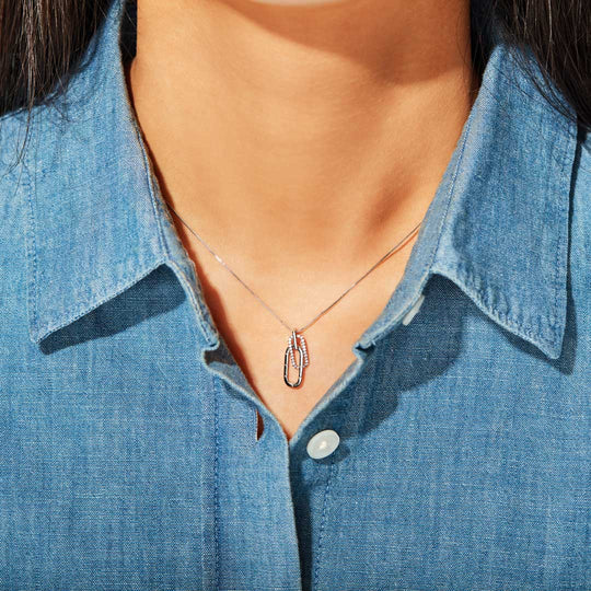 Mother & Daughter Linked Rectangle Interlocking Necklace